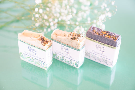 three bars of natural handmade soap