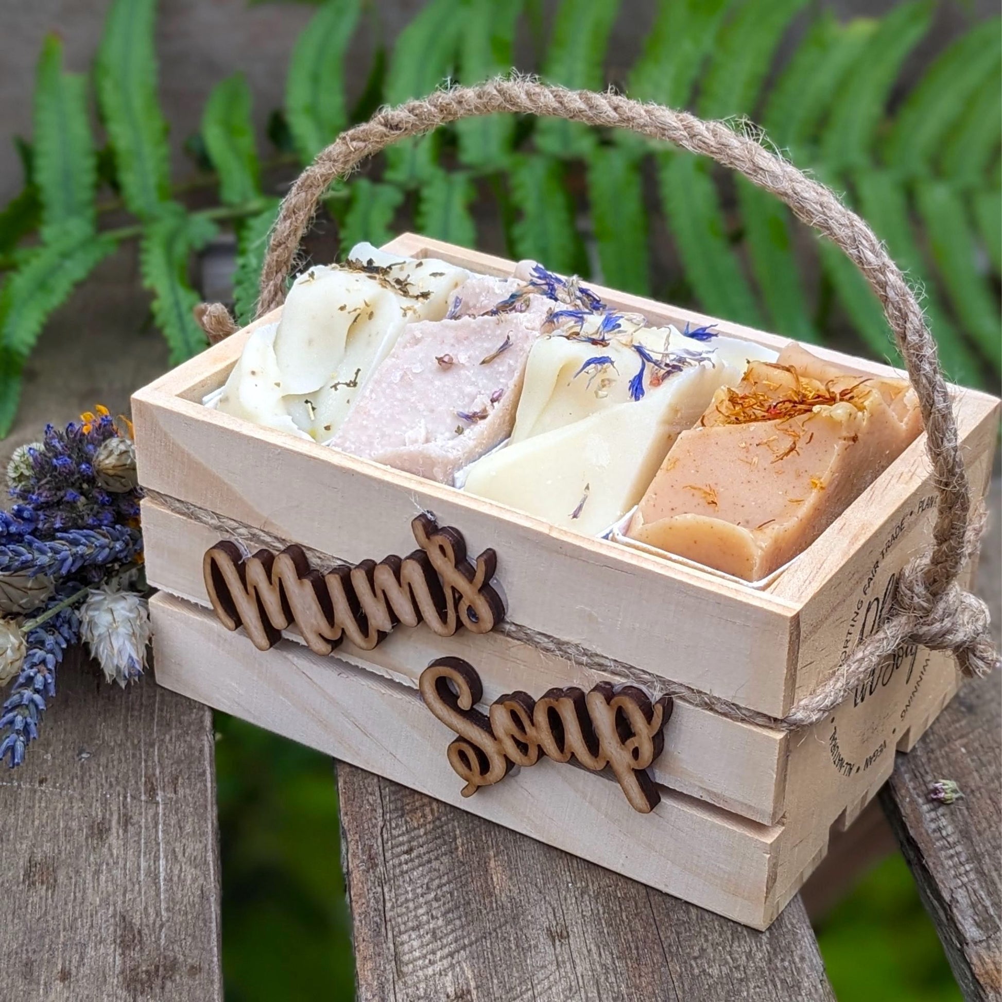 Wooden crate for mum's handmade soap bars