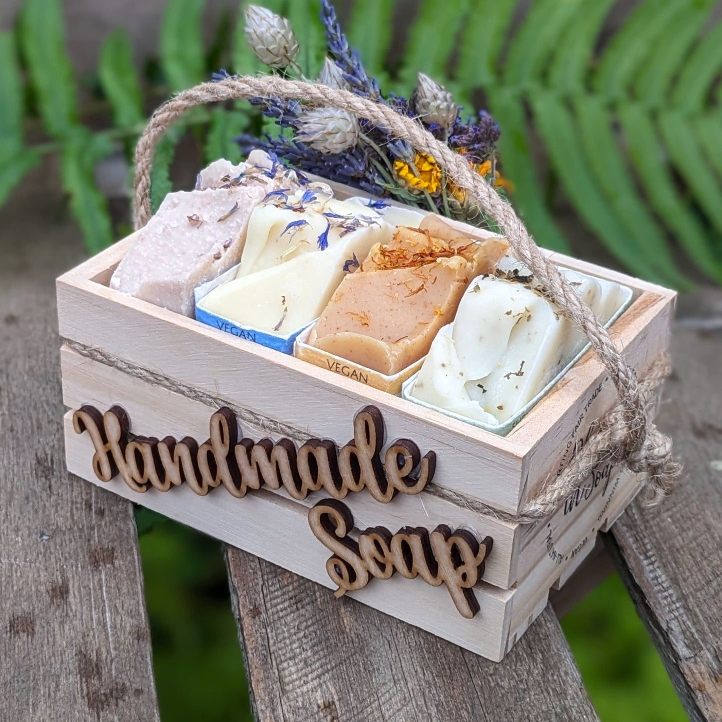 Wooden crate for handmade soaps