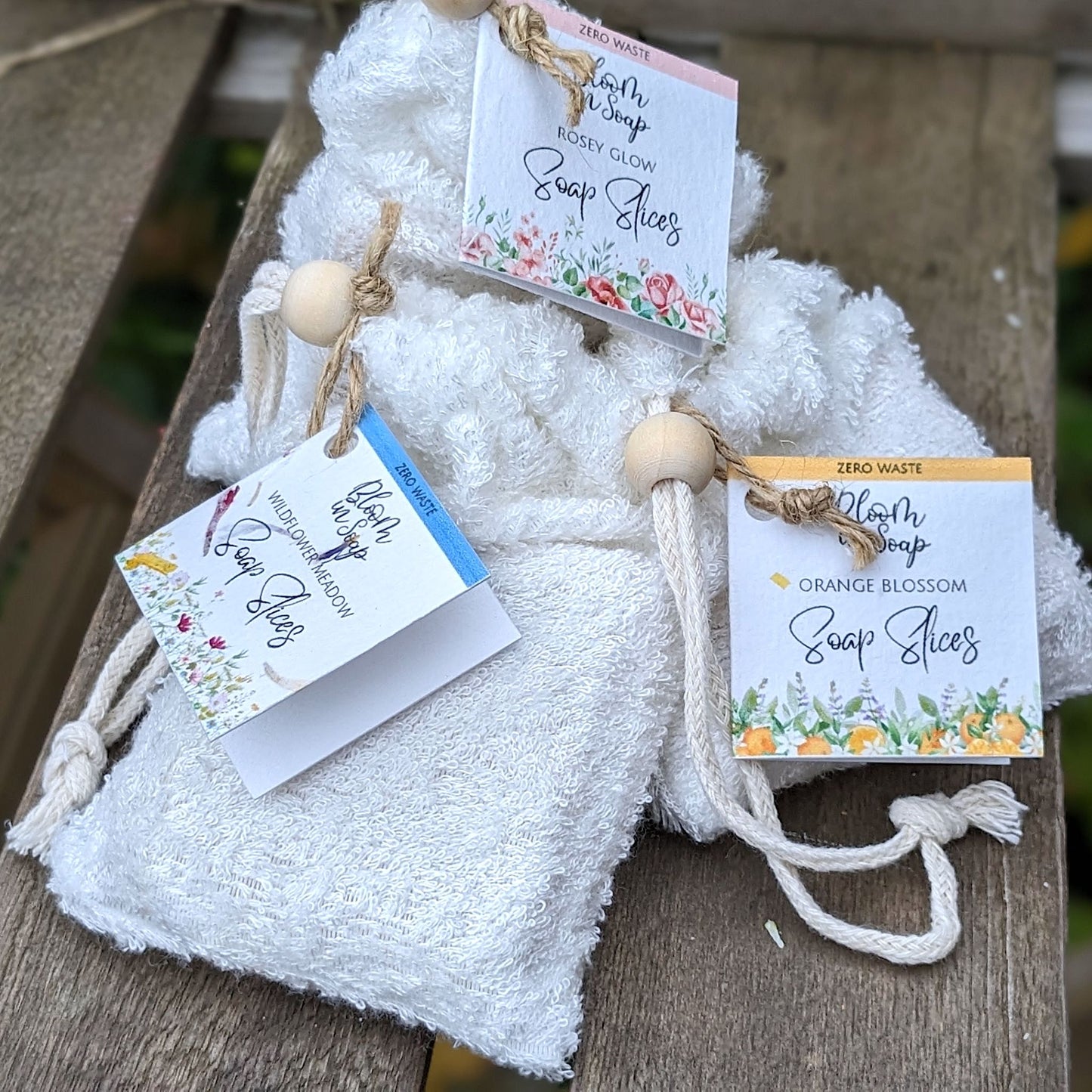 Bamboo wash bag with soap slices