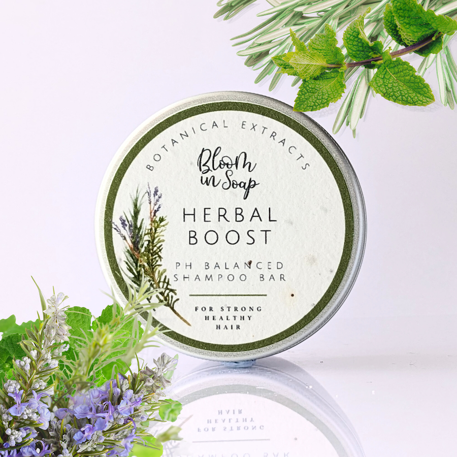 Herbal Boost solid shampoo bar with rosemary and peppermint