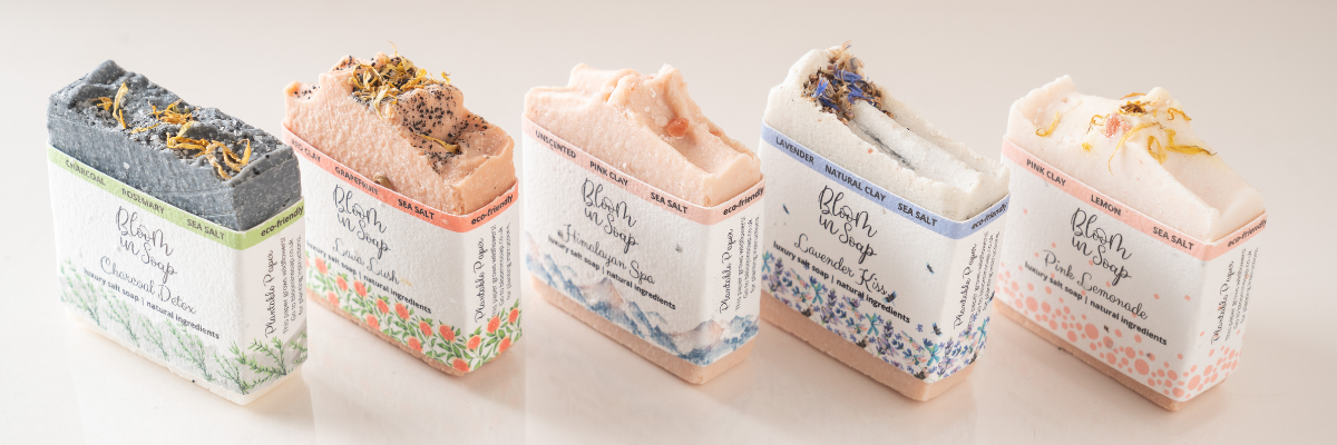 a line of natural soaps made with sea salt and Himalayan salt