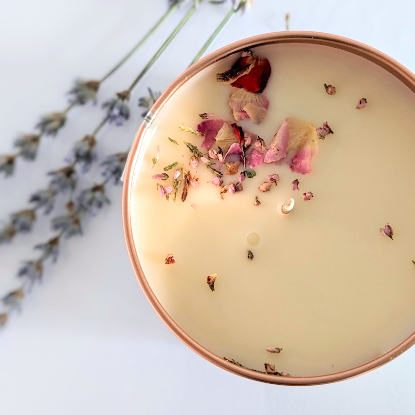 Gingerlily and Ylang-ylang scented aromatherapy candle in a tin from Bloom In Soap