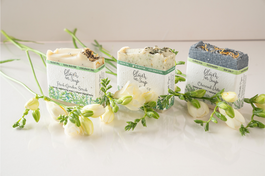 three bars of natural glycerin soap