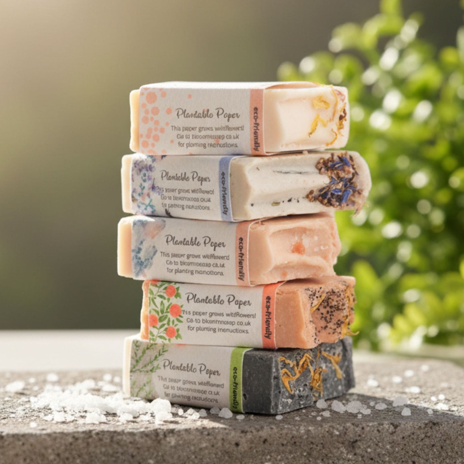 a stack of salt bars soap