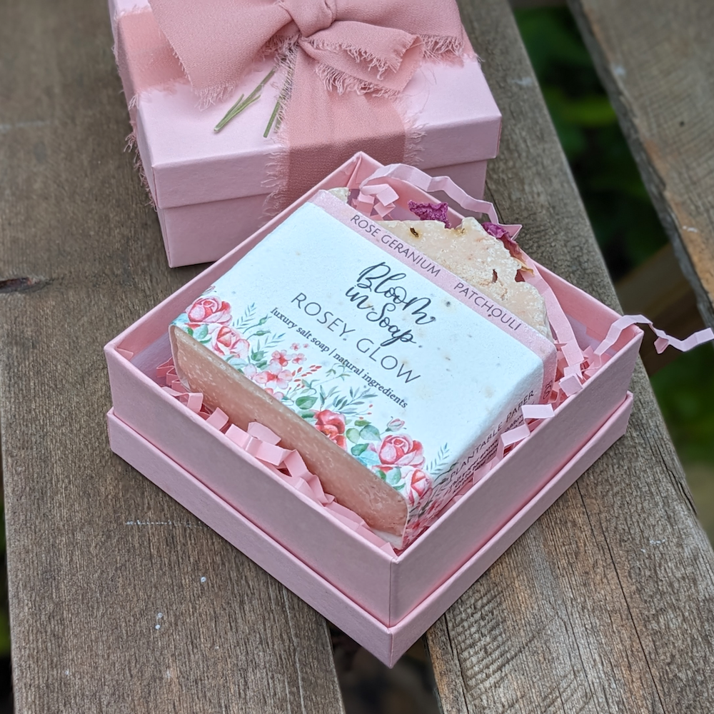 Rosey Glow handmade soap pink gift box