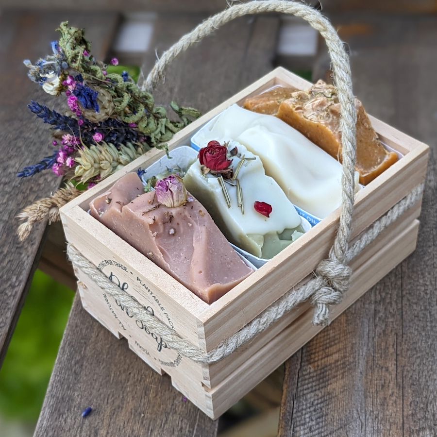 Christmas Box with four natural soaps from Bloom In Soap