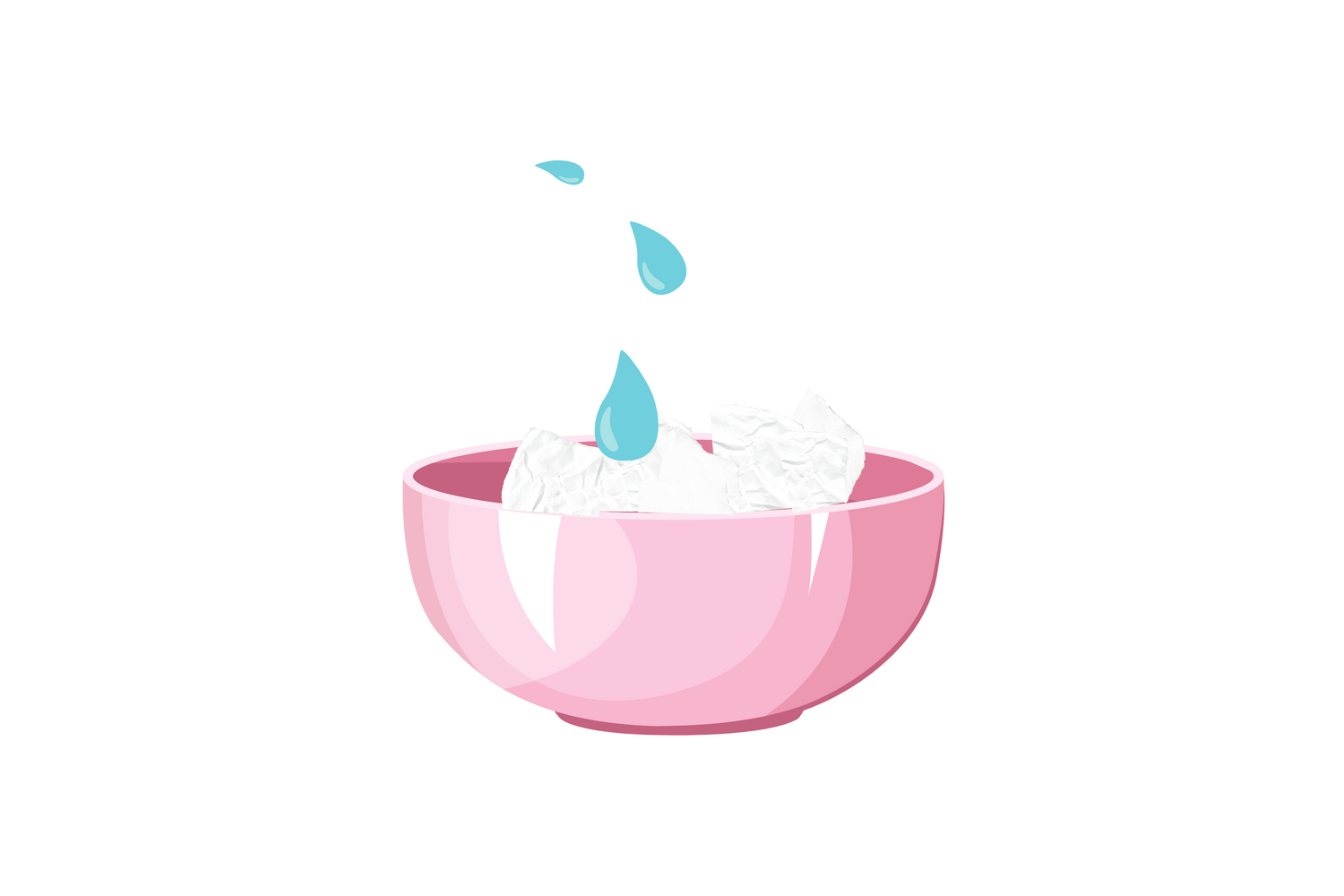 graphic of a pink bowl with water drips