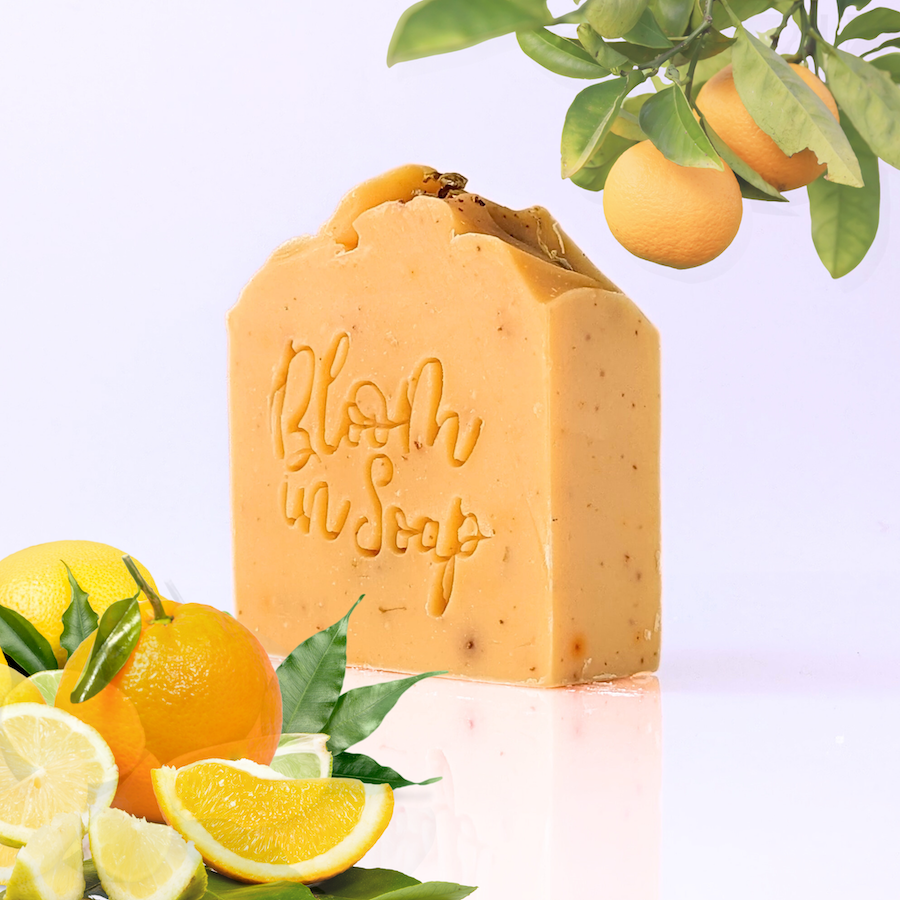 Bright orange citrus soap from Bloom In Soap