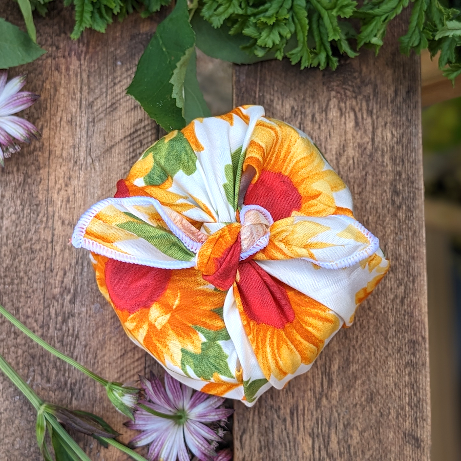 Furoshiki wrap in sunflowers fabric