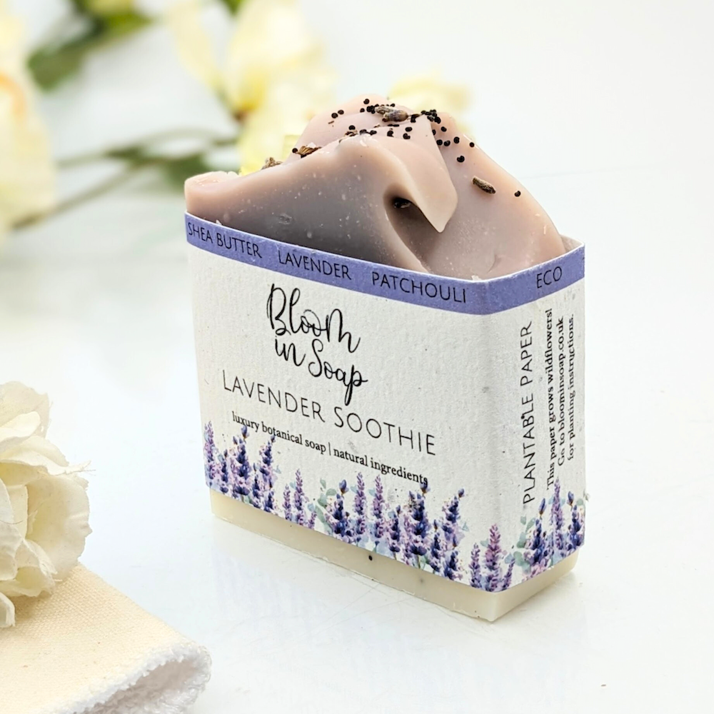 Lavender Soothie shea butter soap from Bloom In Soap