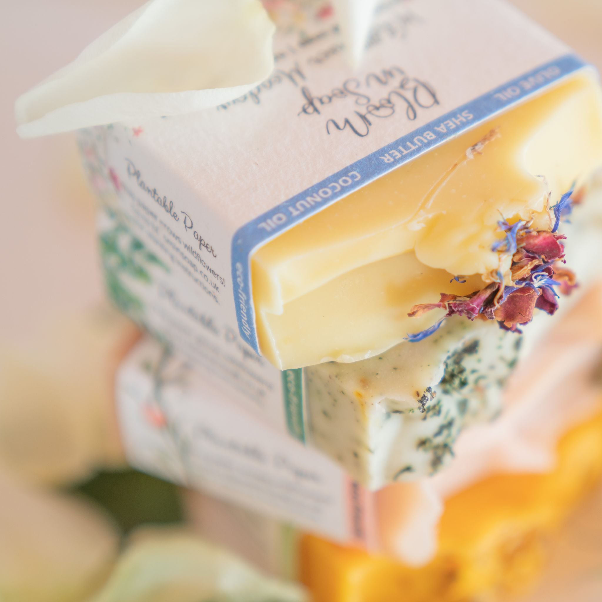 Handmade soap with plantable labels