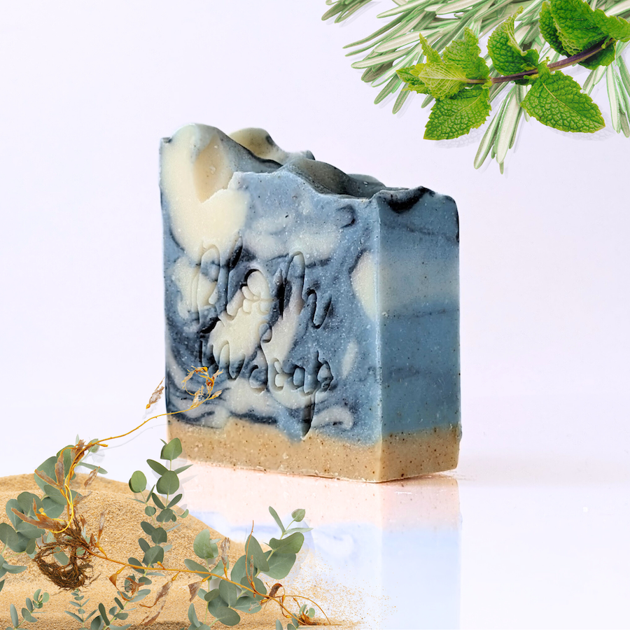 Ocean design natural soap  with sea kelp from Bloom In Soap