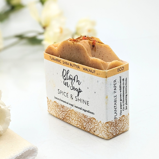 Spice and Shine turmeric soap from Bloom In Soap