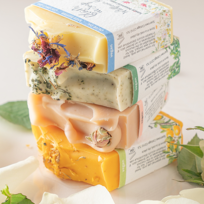 stack of natural soap bars