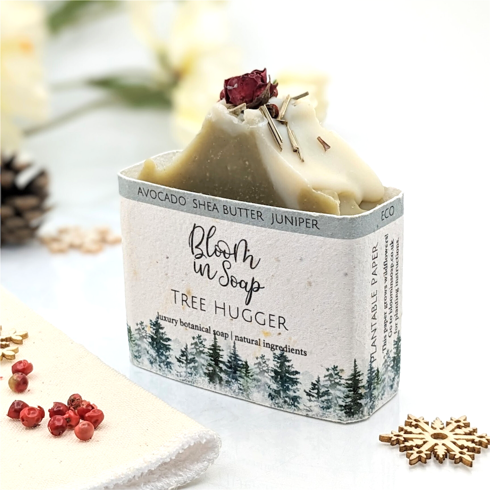 Tree Hugger soap with red berries on top from Bloom In Soap
