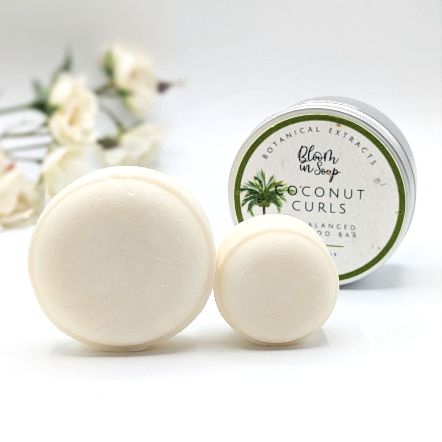 Coconut Curls shampoo bar in trial size and full size