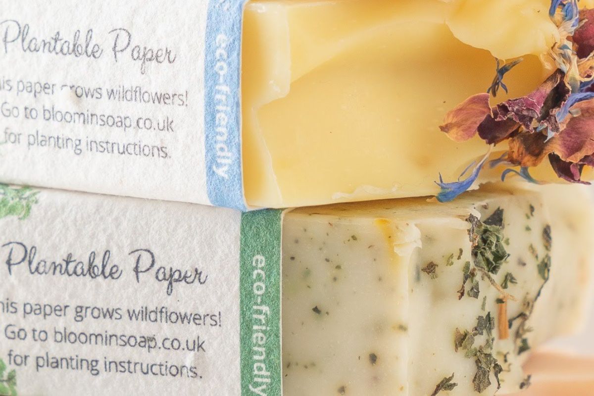 natural soaps with plantable packaging